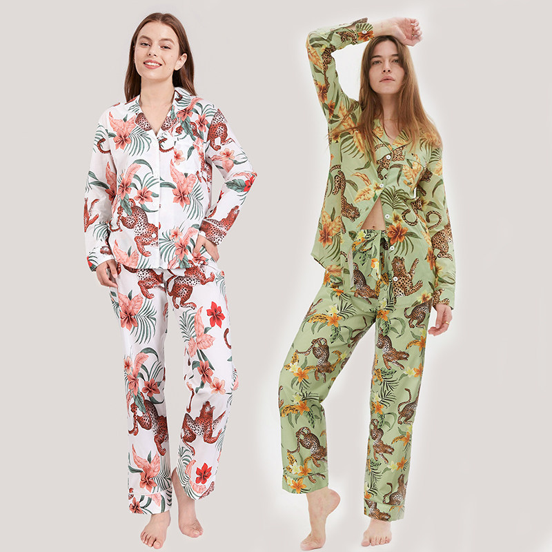高端印花女士棉质外穿家居服套装