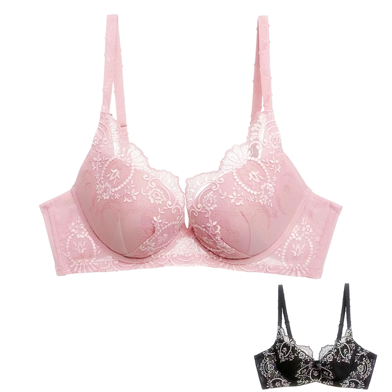 文胸重工刺绣典雅网纱侧收美背