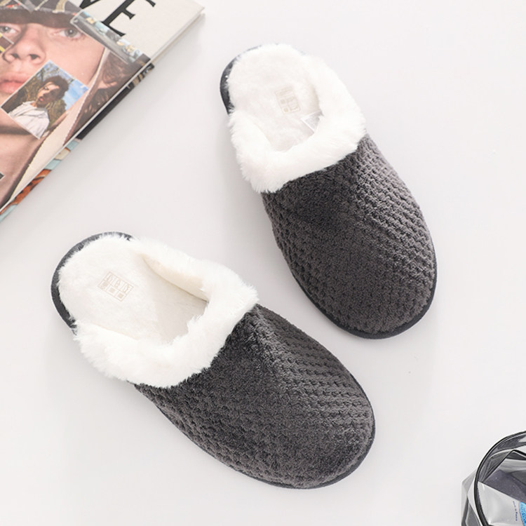 秋冬款防水防滑绒毛男士居家拖鞋