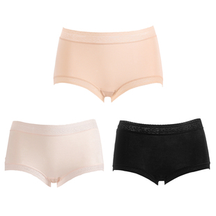 超弹莫代尔舒适爽滑零感透气简约薄款蕾丝边均码女士中腰平角内裤