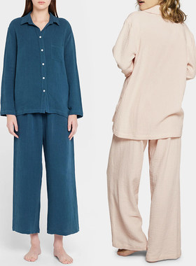 女士棉质双层绉布透气家居服套装