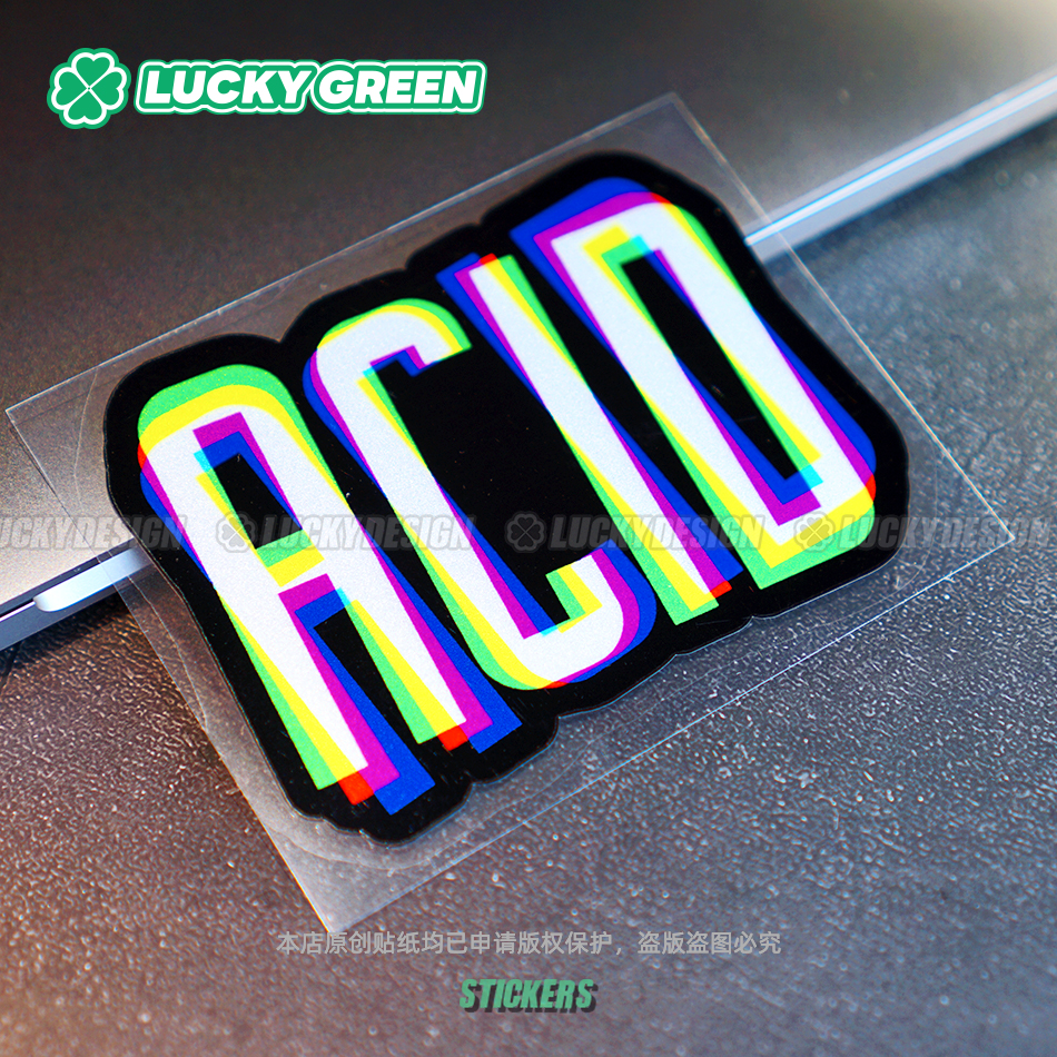 lucky良运车贴JDM改装acid个性车窗电动摩托机车尾箱贴纸创意文字