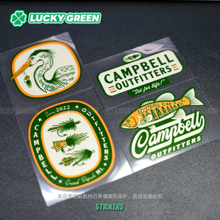 贴纸 机车窗反光防水摩托改装 lucky良运车贴 复古户外钓鱼系列美式