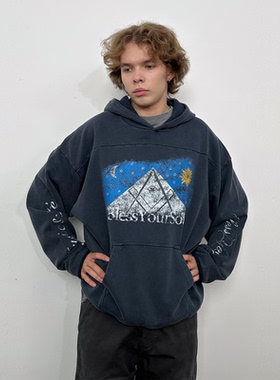 NOSD (by BUllSHITLAB) 25FW 音乐系列 破坏结构做旧插画套头卫衣