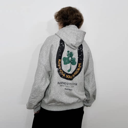 NOSD (by BUllSHITLAB) 音乐系列 弯刀三叶草高领连帽卫衣