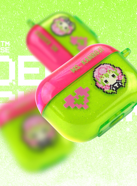 SMTM适用airpodspro2保护套透明闪粉撞色airpods3保护壳撞色苹果2代情侣蓝牙耳机套鬼灭之刃原创像素风