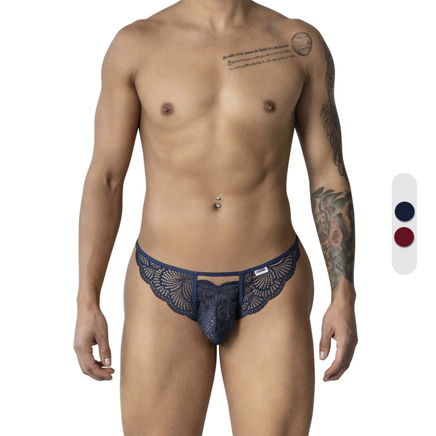 CandyMan 性感蕾丝透视镂空织网男士丁字裤细绳低腰高弹囊袋99910