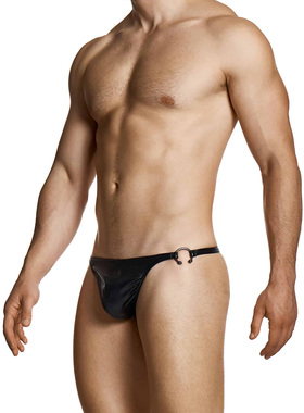 Modus Vivendi 性感仿皮男士丁字裤金属环低腰立体U凸囊袋 12511