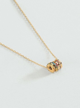 西班牙AGATHA瑷嘉莎彩钻拼色圆环锁骨链水晶转运珠项链女小众设计