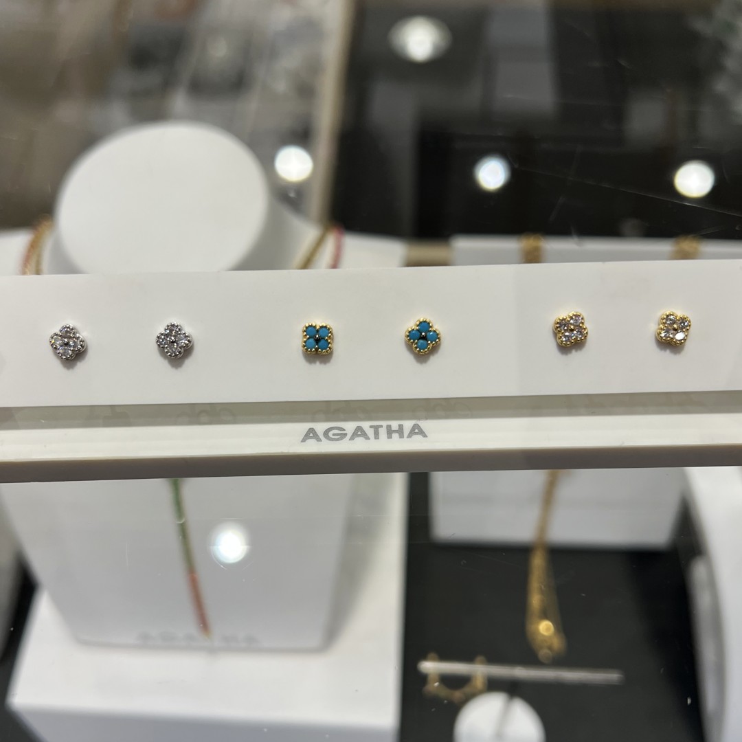 agatha925银四叶草耳钉