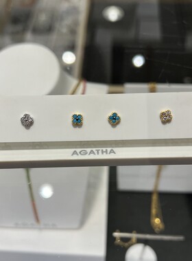 agatha925银四叶草耳钉