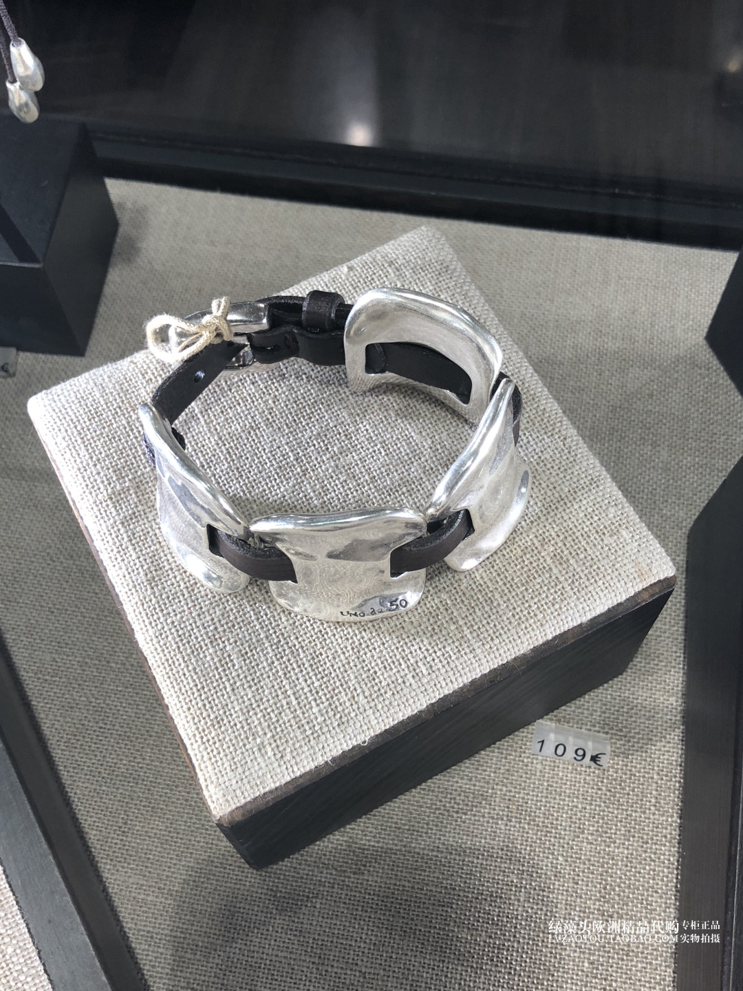 欧美 西班牙正品 纯手工潮牌UNO DE 50个性宽版金属牛皮编织手链