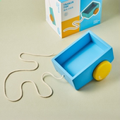 Fizzit蓝色木质拖车斗儿童玩具拖拉学步拉拉车牵引玩具