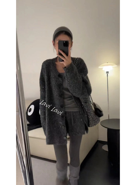 星点冷银 休闲风慵懒风时尚韩版时尚针织套装25913