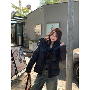 alex 羽绒服女冬连帽加厚白鸭绒面包服外套 stevens超好看黑色短款