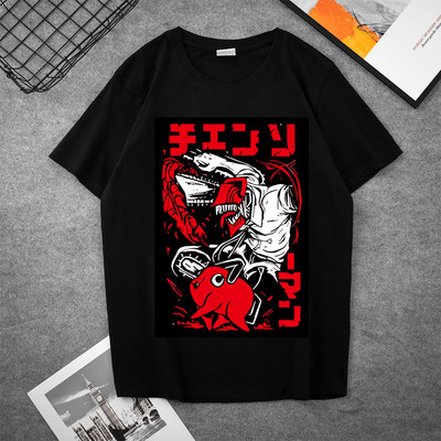 波奇塔电锯人Chainsaw Man短袖黑白简约宽松休闲青少年男女透气T