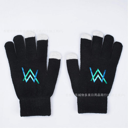 Alan walker手套保暖艾伦沃克嘉豪全指手套毛线针织男女手套冬季