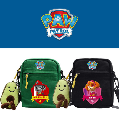 PAW PATROL汪汪队立大功四色帆布小方包可爱小方包男女斜跨包