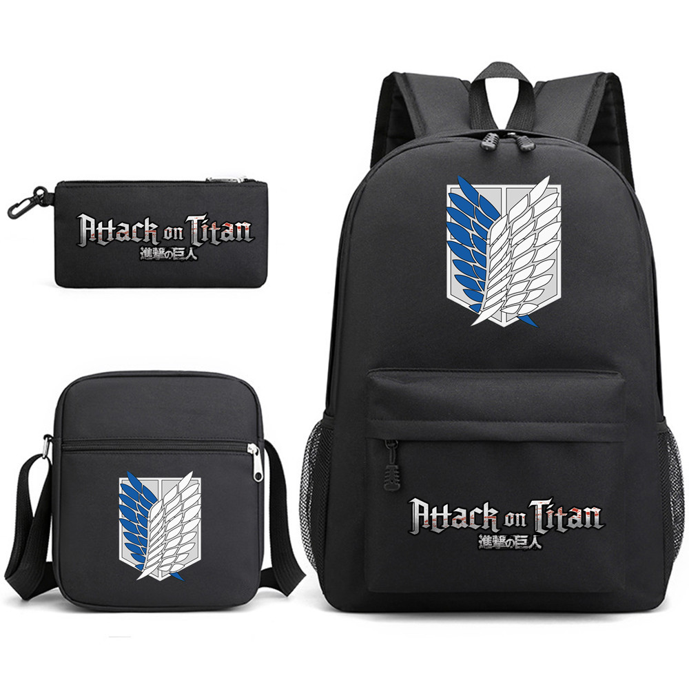 进击的巨人Attack On Titan书包三件套印花双肩包学生电脑帆布包 运动包/户外包/配件 双肩包 原图主图