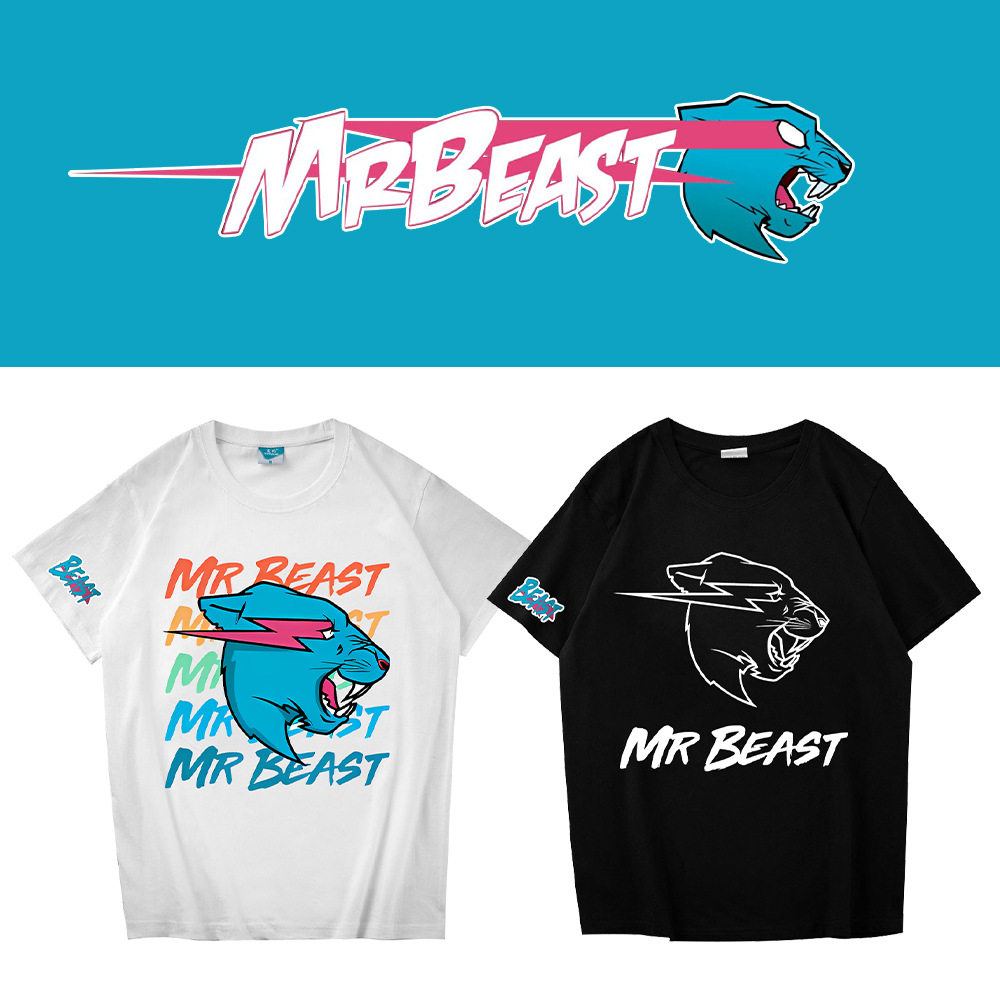 Mr Beast黑白短袖T恤男T恤