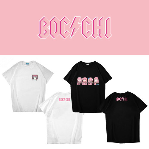 bocchi the rock!孤独摇滚黑白T恤棉休闲宽松版男女时尚短袖上衣
