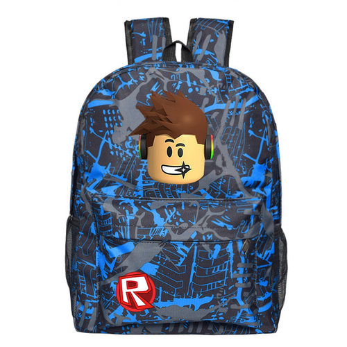 游戏ROBLOX周边书包闪电星空双肩包卡通格子帆布书包男女休闲背包
