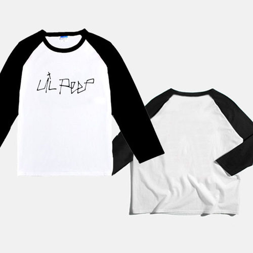 欧美歌手Lil Peep周边插肩袖七分袖圆领T恤男女打歌服