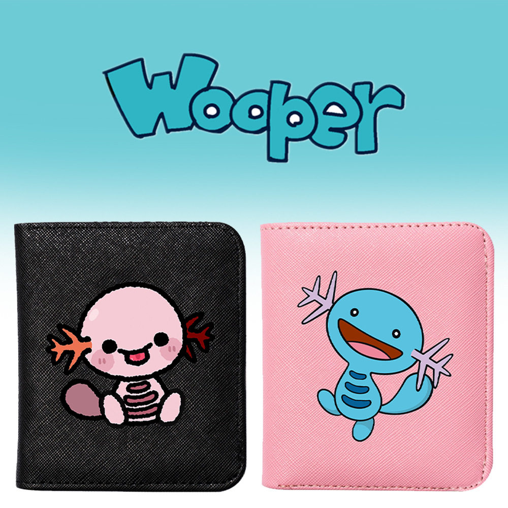 口袋妖怪wooper钱包时尚马卡龙色短款钱夹卡通可爱学生证件卡包