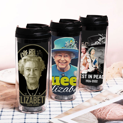 Queen Elizabeth伊丽莎白二世杯子吸管杯周边咖啡奶茶杯隔热水杯