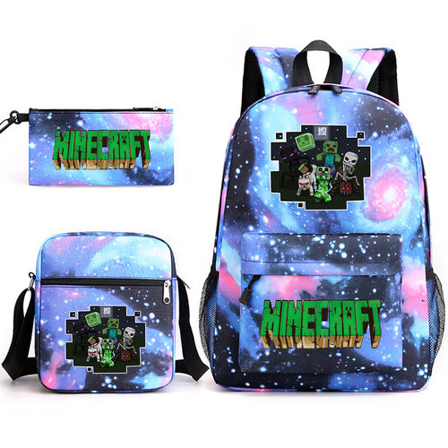 minecraft我的世界书包游戏周边学生大容量印花三件套书包男女