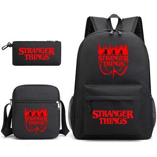 怪奇物语Stranger Things书包双肩背包外贸三件套帆布包斜跨包