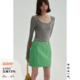 直筒收胯小A字短裙mini半裙 粉绿 KOKIA 侯麦电影