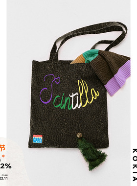 KOKIA现货 Scintilla印花 复古时髦动物花纹水洗做旧 购物环保袋