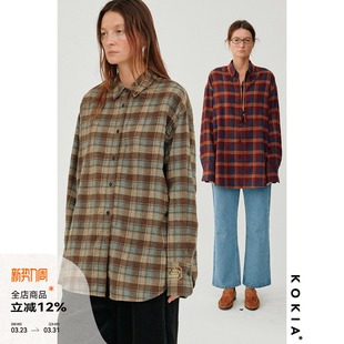 Plaid格纹廓形刺绣衬衫 软糯磨毛City 两色 明星同款 KOKIA现货