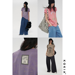 独家骑士印花宽松短袖 KOKIA现货 明星同款 古法蜡染工艺 三色 T恤