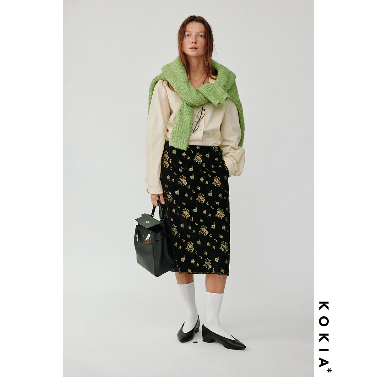 KOKIA中古感刺绣流苏A摆半裙