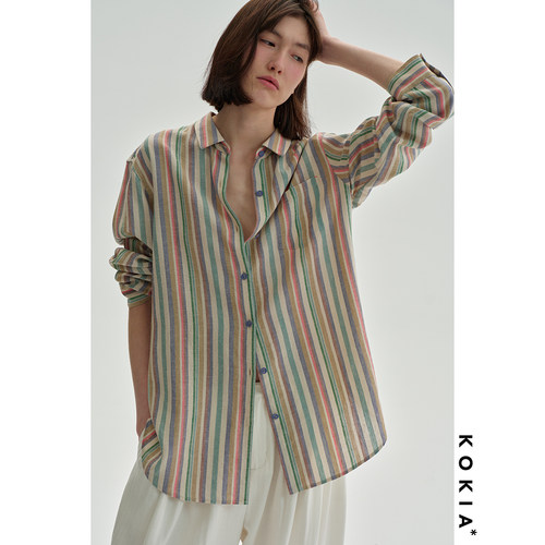 KOKIA彩织条纹男友衬衫