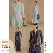 polo翻领轻柔包裹针织毛衣开衫 KOKIA现货 书卷贵气麻花绞花毛衣