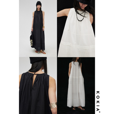 KOKIA马德拉刺绣挂脖连衣长裙