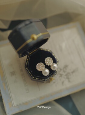 小而美 金银两色 轻奢通勤珍珠耳钉灰色真多麻白色珍珠蚊香盘耳夹