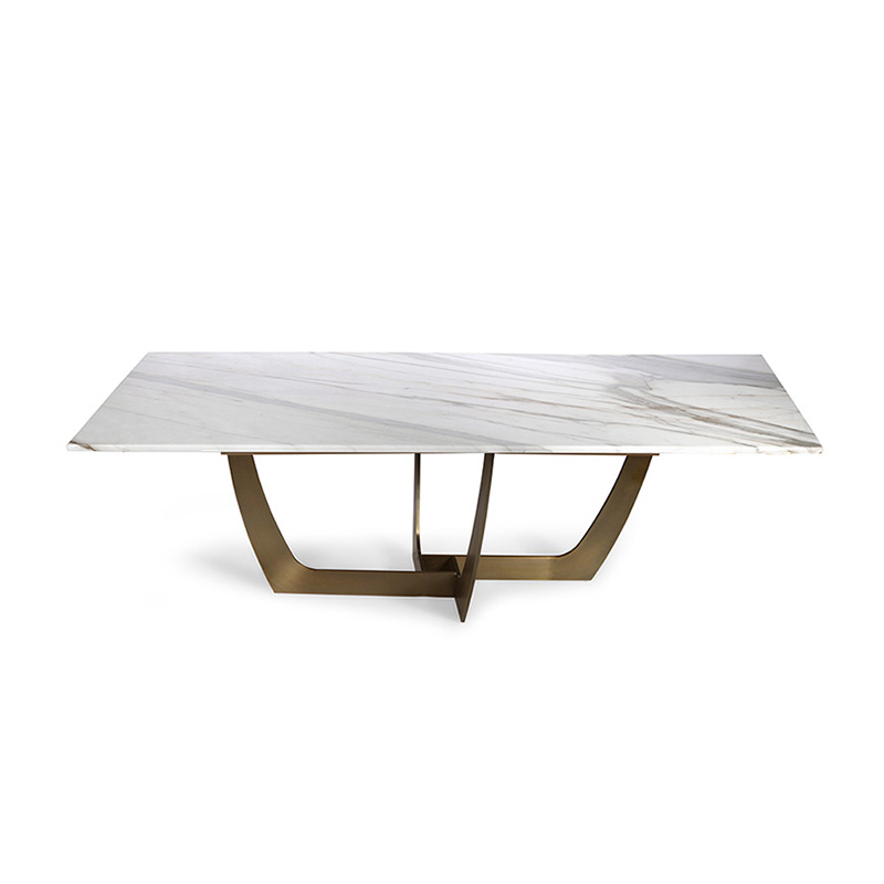 后现代长方形天然大理石餐桌 简约小户型饭桌北欧西餐厅长桌子