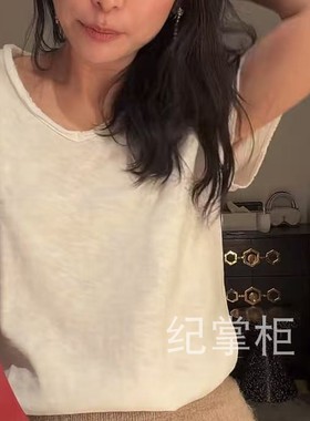 国现sasa同款American vintage 毛边V领纯棉短袖T恤纪掌柜