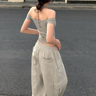 口袋阔腿休闲运动裤 女士 卫裤 休闲裤 AIM 长裤