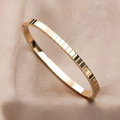 苏瑞瑞简约几何方格纹理钛钢手镯轻奢小众精致金属手环时尚 高级感