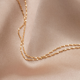 苏瑞瑞 满天星M扣素链轻奢金色细链条钛钢锁骨项链简约百搭颈链女