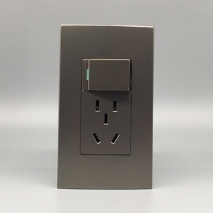 灰色120型开关插座墙壁面板一开双控五孔二三插电源5眼单开关面板