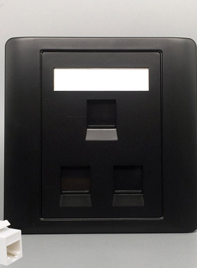 黑色86型3口千兆直通网络面板CAT6宽带插座三位六类网线电脑直插