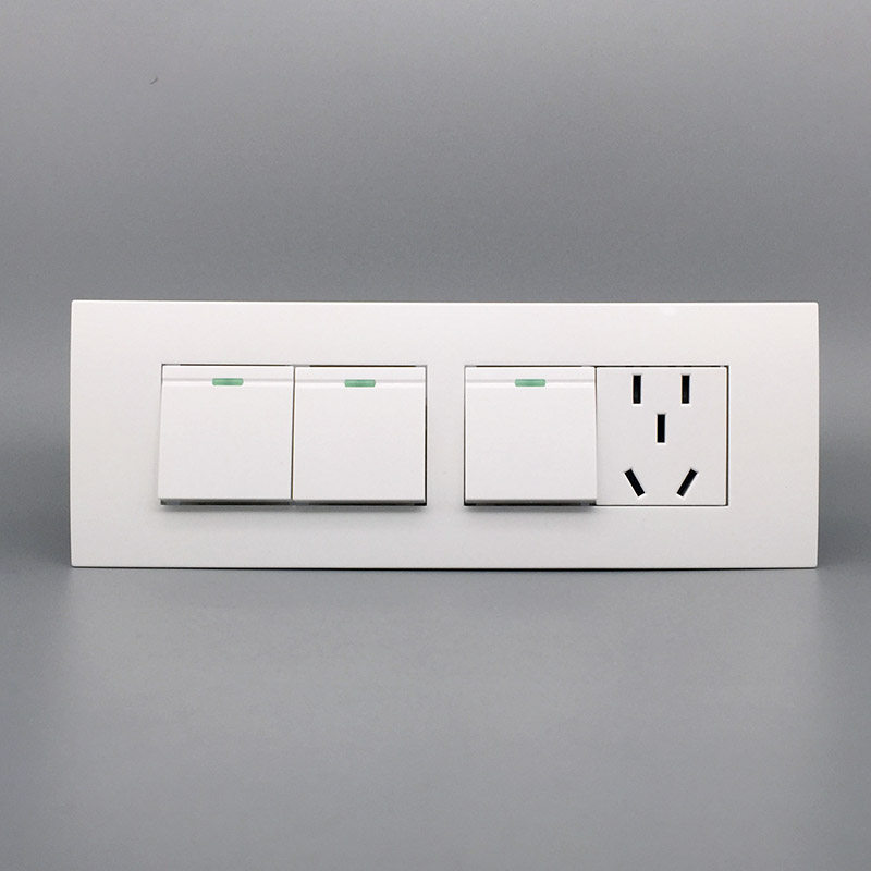 118型三开双控插座五孔插座带三位开关5孔加双控3开开关面板5眼暗