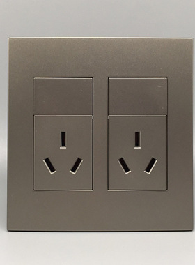 灰色120型大号插座墙壁面板三孔16A空调插座2个16A3孔16安插座暗