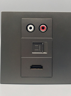 灰色86型高清多媒体插座HDMI2.0六类千兆电脑插口AV音频莲花二孔